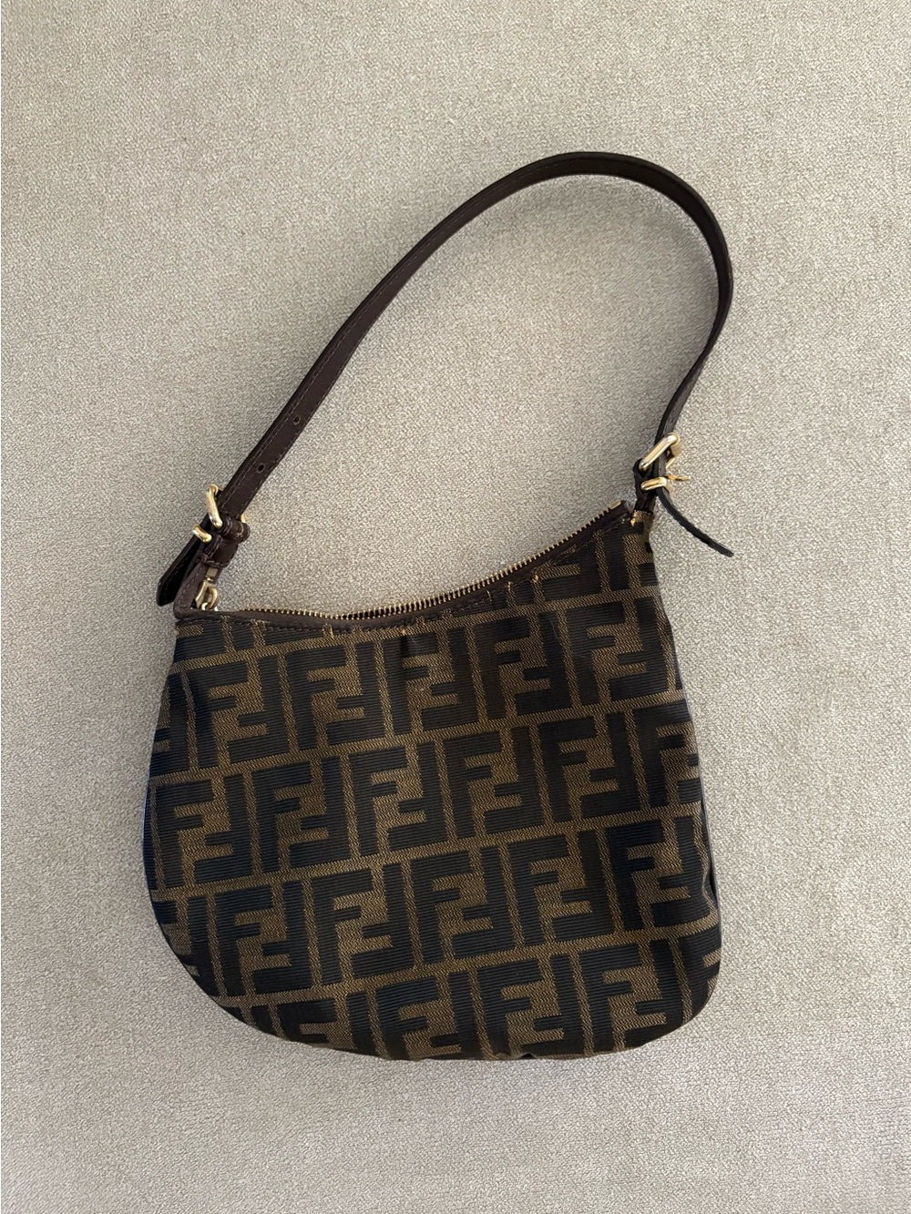 Authentic Fendi FF Zucca Canvas Mini Oyster Bag Y2K
